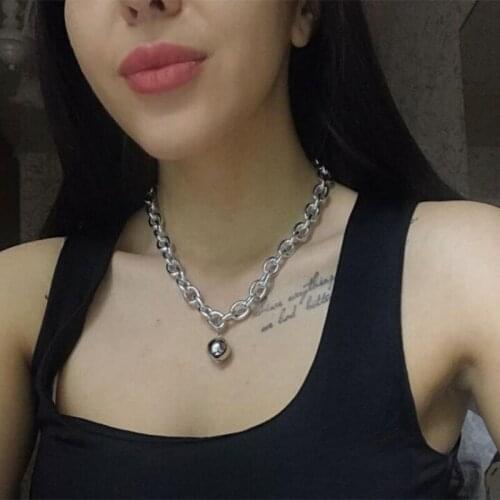 2020 New Trend Hip hop Oval Thick Chain Metal Ball Chain Necklace for Men Women Girls Party Jewelry Gift