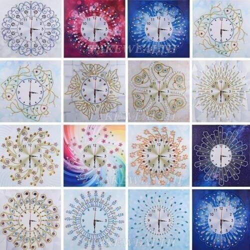 New 3D Special Shaped Diamond Embroidery frower Wall Clock 5D Diamond Painting Cross Stitch Watch Diamond Mosaic Decor NY