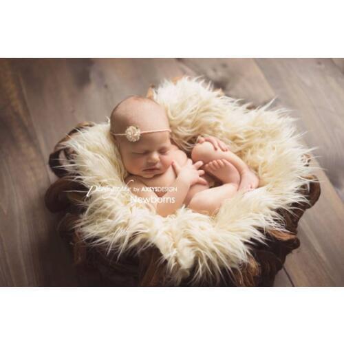 New Infant Baby Swaddle Blanket Faux Fur Soft Blanket Fur Wool Mat Background Carpet Newborn Photography Props Basket