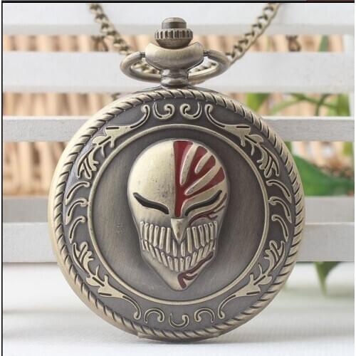 New bronze ghost quartz Flip clock pendant Good quality woman and men students Necklace pocket watches