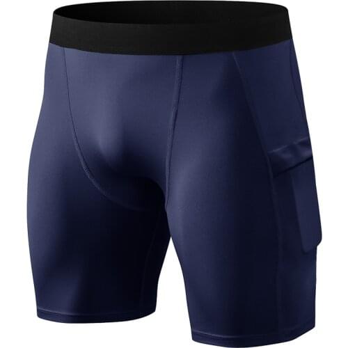 New Men Running Tights With Pocket Quick Dry Compression Short Pants Mens Gym Fitness Outdoor Sport Leggings Male Underwear