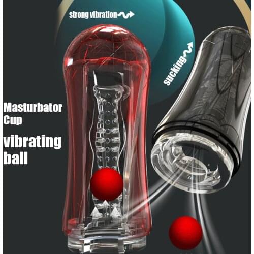 New Male Masturbator cup with vibrating Ball sex shop sex fantasies man toys Vacuum sucking adult products stimulation for men