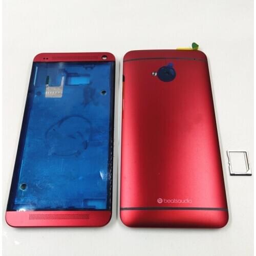 Original LCD Front Frame Battery Door Back Cover For HTC One M7 801e 801n 801s Power Volume Buttons+Camera Lens For M7 Housing