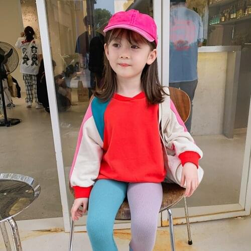 Autumn girls fashion patchwork long sleeve sweatshirts boys cotton casual sports Tops