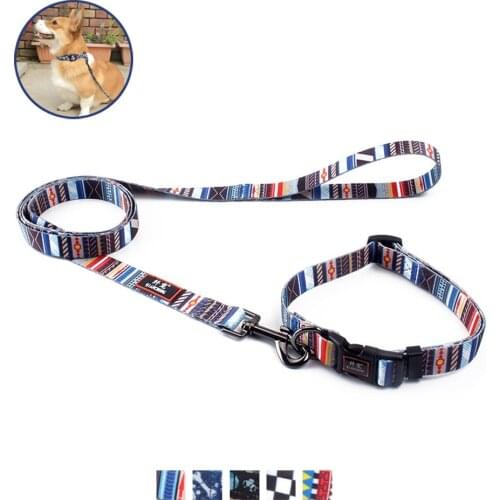Dog collar printed adjustable pet collar walking dog Leash puppy small medium dogs chihuahua french bulldog collars dog supplies