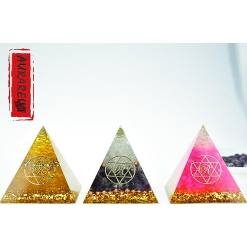 3 Type Optional Orgonite Pyramid 7cm Rose Quartz Citrine & Amethyst Crystal Energy Orgone With Emf Protection Home Decoration