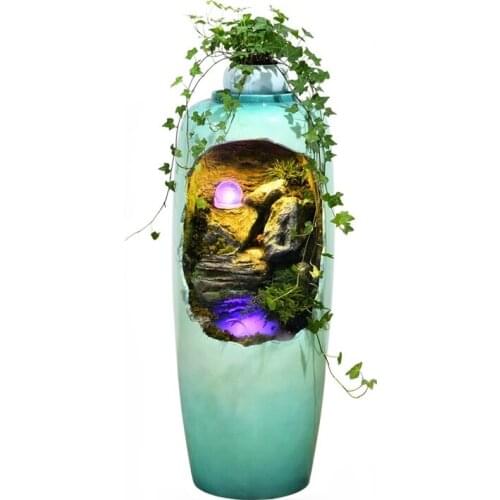 Light Luxury Hallway and Living Room Decorations Floor Water Fountain Landscape Home Vase Humidifier