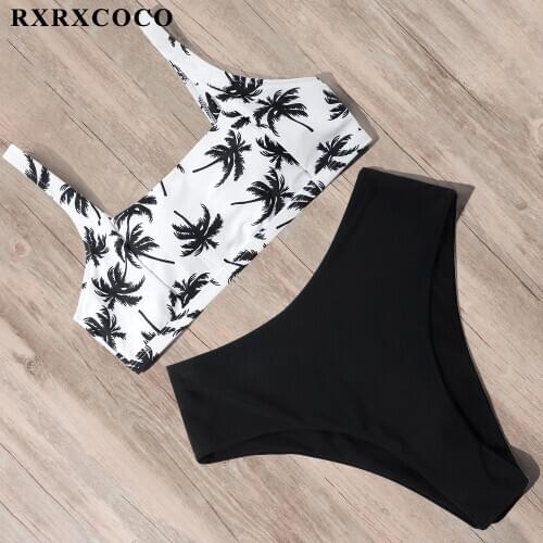RXRXCOCO High Waist Bikini 2021 Leopard Bikini Women Push Up Swimsuit Female Beachwear Tie Dye Biquini Printed Swimwear Women