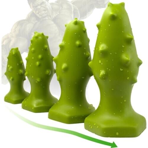 Silicone Spines Green anal dildo butt plug prostate massage vaginal Masturbation cock adult erotic sex toys for women man gay