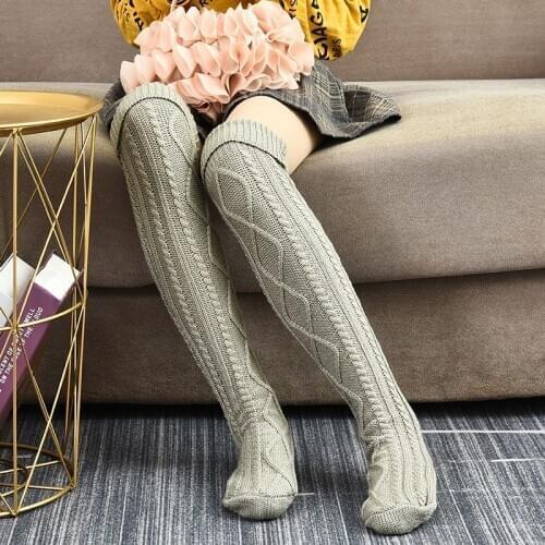 Sexy Women Knitted Solid Stockings Autumn Winter Knee High Warm Female Fashion Stocking 2020 New