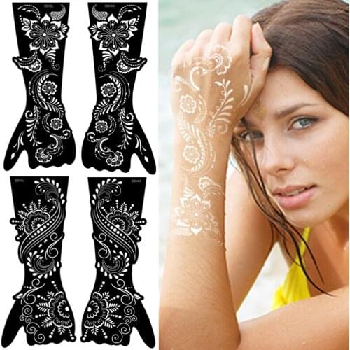 Henna tattoo stencil airbrush templates henna stickers for hands armband finger art stencils lace indian mandanla flower design