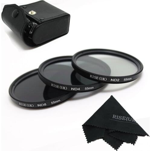 High Quanlity! 100% GUARANTEE RISE(UK) New Professional 55mm ND2 ND4 ND8 Filter kit MACRO for canon nikon sony pentax free ship
