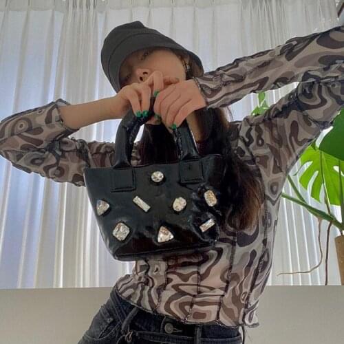 2021 ladies winter bag handbag down cotton chain one-shoulder messenger bag luxury diamond space cushion small handbag