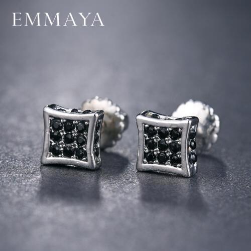 EMMAYA Fashion Austrian Crystal Square Earrings for Women Rhinestone Silver Color Ear Stud Jewelry female brincos