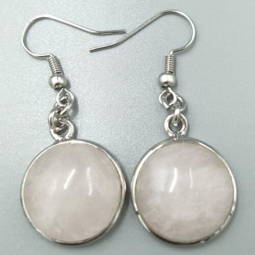 Free Shipping Women Fashion Jewelry 18mm Pink Crystal Round Beads Dangle Earrings C5309