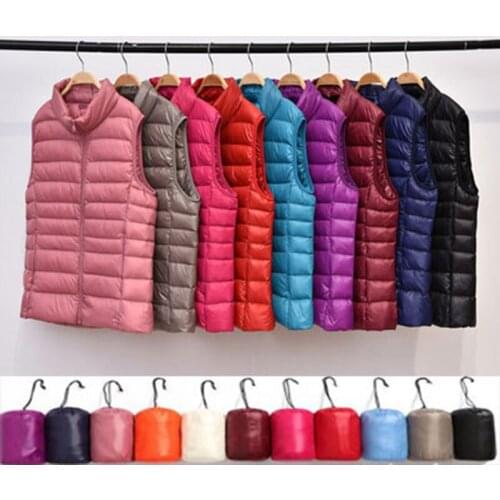 Winter Women 90% White Duck Down Vest Womens Ultra Light Duck Down Vest Jacket Autumn Winter Sleeveless Coat