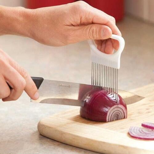 1Pcs Onion Tomato Vegetable Slicer Stainless Steel Multifunctional Cutting Aid Guide Holder Potato Cutter Gadget Kitchen Tool