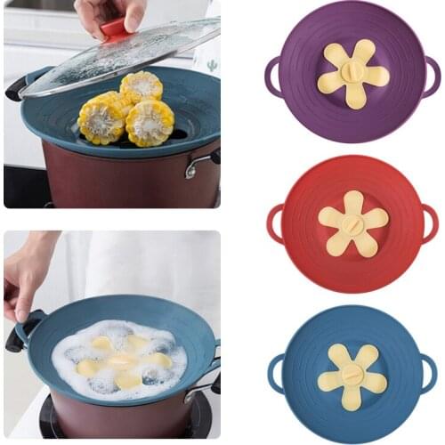 1PC Silicone Lid Spill Stopper Cover Kitchen Pot Pan Cooking Tools Home Cookware Overflow Proof Lid Kitchen Accessories