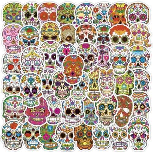 10/30/50PCS Colorful Skull Graffiti Stickers Skateboard Laptop Motorcycle Phone Luggage Cool Waterproof Sticker Decal Kid Toy