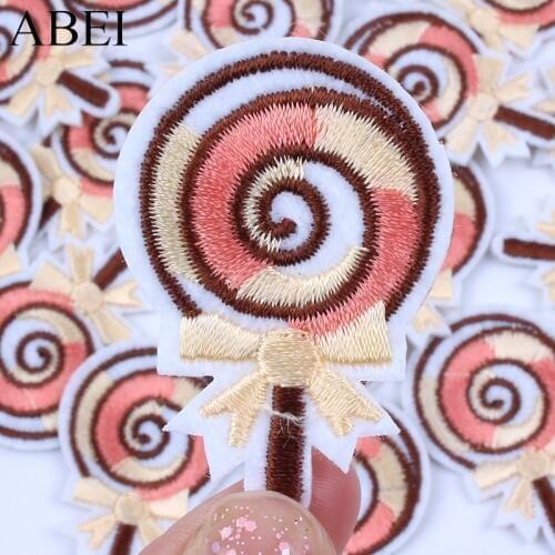 10pcs/lot Cartoon Lollipop Stickers DIY Iron On Clothing Patches Handmade Garments Appliques for Bags Jeans Socks Badge