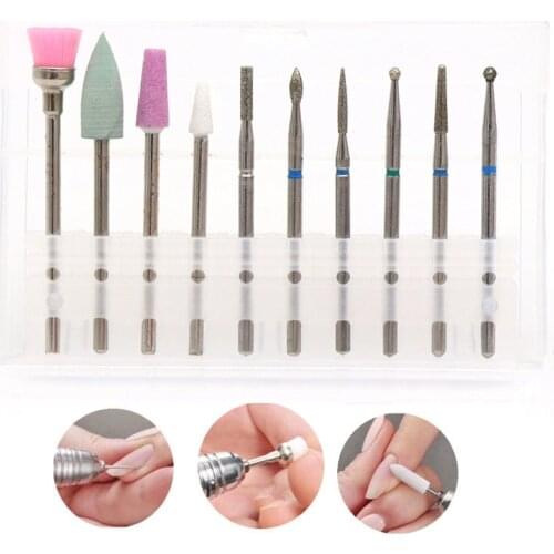 10pcs/set Electric Nail Drill Bit Tungsten Polishing Grinding Head For Manicure Machine milling cutters Nail Manicure Machine