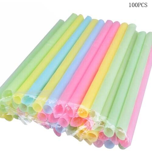 100Pcs Multicolor Disposable Pearl Milk Tea Drinking Straws Shop Juice Sucker for Bar Wedding Decorative Party Supplies