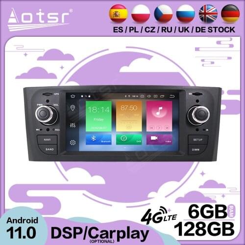 128G Carplay Android 11 For FIAT Punto Linea 2005-2009 Multimedia GPS Screen Video Player Radio Receiver Audio Stereo Head Unit
