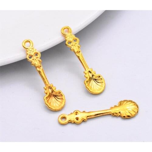 20pcs 33x9mm Gold Color Plated Spoon Charms Pendant For Making DIY Handmade Jewelry
