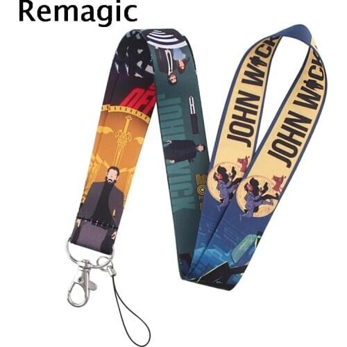 20pcs John Wick Classical Style Lanyard For keys The 90s Phone Badge Holder Neck Straps With Phone Hang Ropes webbings ribbons