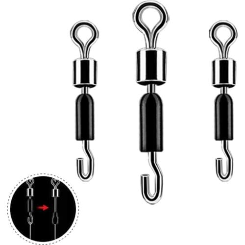 30PCS/Lot Ball Bearing Swivel Solid Rings Fishing Connector Ocean Boat Fishing Hooks Quick Fast Link Connector