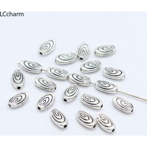 80pcs Tibetan Silver Oval Shape Charm Loose Spacer Beads 5x9mm DIY Jewelry Findings Beading