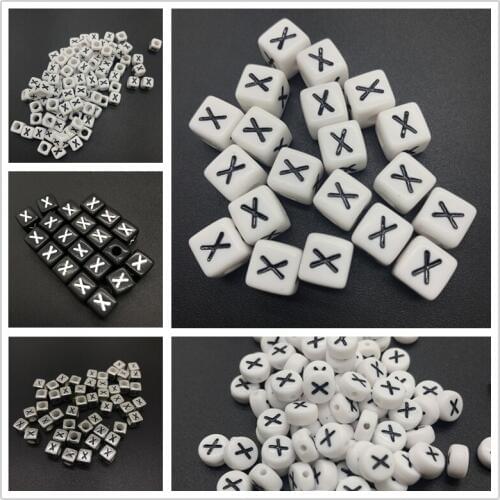 6mm 7mm 10mm Letter X Acrylic Spacer Beads Square Oval Letter Beads For Jewelry Making DIY Accessories