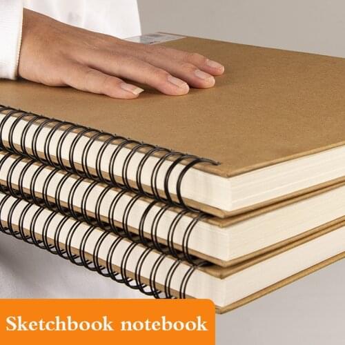 16K/8k/A4 Khaki Sketchbook 160/180GSM Spiral Notebook Diary Kraft Paper Cover Sketch Watercolor Paper Stationery Art Supplies