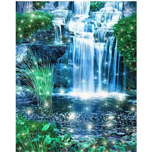 Diamond Painting Waterfall Scenery Rhinestones Pictures Cross Stitch Diamond Embroidery Full Set Needlework Handmade Gift