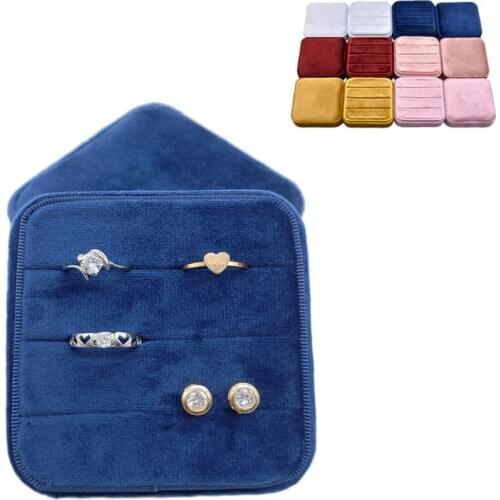 Velvet Ring Box,Square Vintage Wedding Ceremony Ring Box with Detachable Lid, Engagement Ring Box Holder,Valentines Day