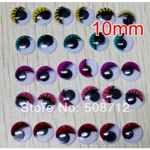Free Ship!! 200pcs10mm Mixed color Can Choose Doll Moveable color Round Eyes with eyelash /Toy Eyes
