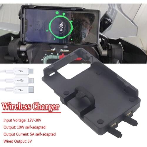 For BMW R1200GS LC ADV S1000XR R1200RS Motorcycle Wireless Charger Mobile Phone Holder Stand USB Navigation Bracket R1250GS ADV