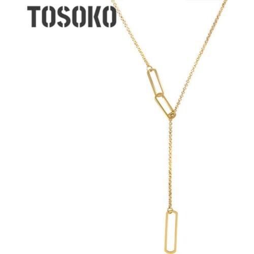 TOSOKO Stainless Steel Jewelry Pendant Sweater Chain Long Adjustable Tassel Necklace Fashion Chain For Women BSM035