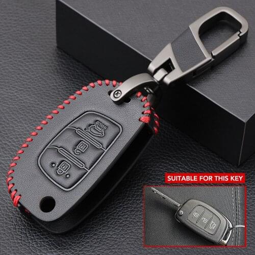 Genuine Leather Car Remote Key Holder Case Cover For Hyundai i20 i30 IX25 IX35 Tucson Verna Solaris Elantra Accent Car Styling
