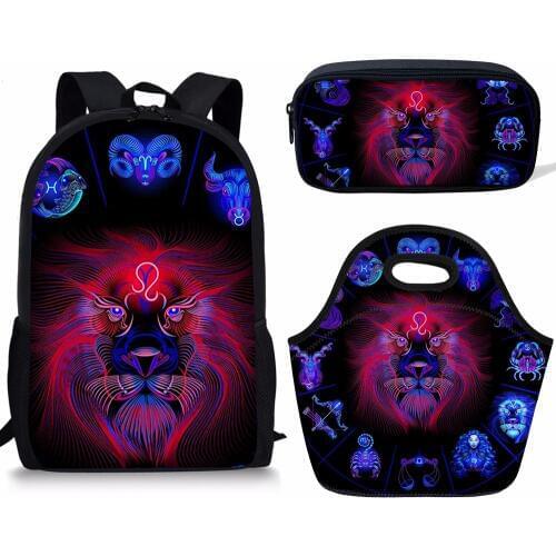 HaoYun 3PCS/Set Schoolbags For Boy Girls Constellations Print Primary Student School Backpacks Children Bookbag for Kids Mochila