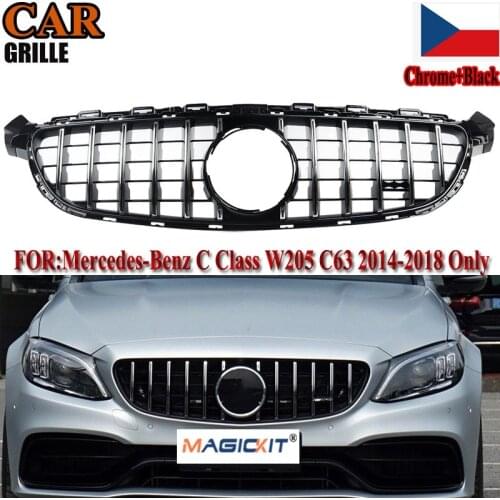 MagicKit For Mercedes-Benz C63 C63s C205 C205 AMG 14-18 GT R PANAMERICANA Grille Chrome