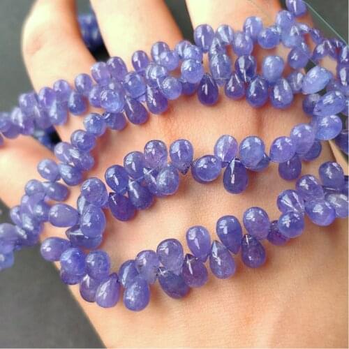 ICNWAY 5pieces Tanzanite Natural Gemstone 6mm Beads Waterdrop shape for Jewelry Making Necklace Earring Bracelet