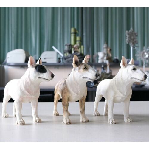 JJM Bull Terrier Dog Pet Figure Canidae Animal Car Decor Collector Toy Gift PVC Model Educational for Adults Kids