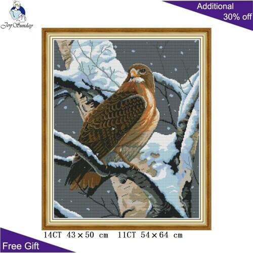Joy Sunday Falcon In The Tree Cross Stitch DA323 14CT 11CT Counted and Stamped Home Decor Falcon In Tree Cross Stitch kits