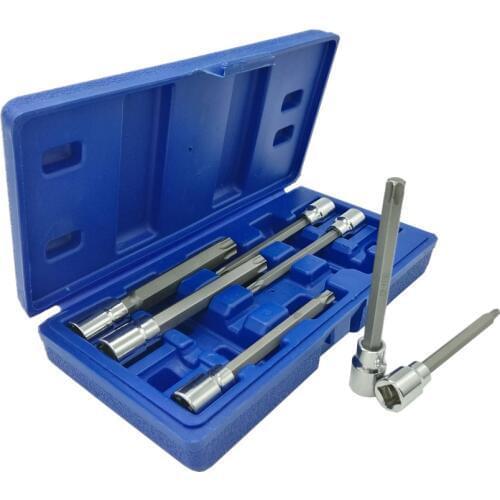 Julydream 7PC 3/8" Drive Long Reach Star Bit Socket Set T25 T30 T40 T45 T50 T55 T60 Extra Long 110mm CR-V Torx Bit Socket Set