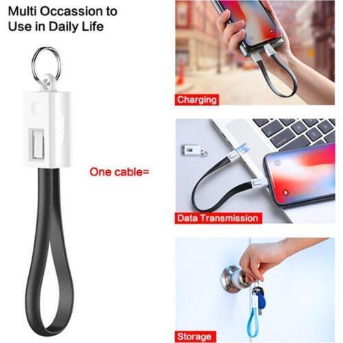 Short Mini Keychain USB Cable Fast Charging Wire Micro USB C Type C For iPhone iPod Android Charger Data Sync Charge Cables Cord