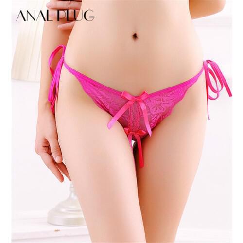 Lace Underwear Sheer Panties G-String Women Lingrie T-Back Thong Transparent Amazing Women Knickers Lace with Bowties Panty
