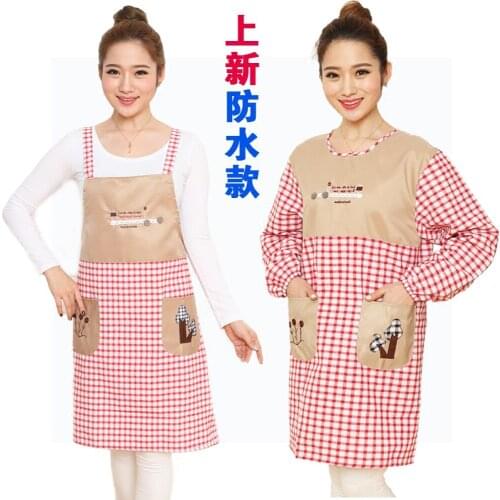Kitchen long-sleeved apron Korean adult overcoat adult overalls all cotton thickened waterproof men and women