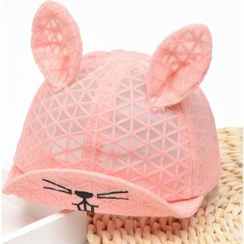Cute Spring Baby Cap Cartoon Cat Hat Breathable Mesh Baseball Cap with Ears Summer Baby Boy Girl Sun Hat Outdoor Visor Hats