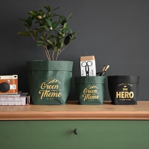 Reusable Storage Bag Ecologico Baskets Bread Fruit Holder Duarable Washed Paper Organizer Home Office Desk Table Organization